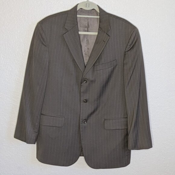 Stafford* Men's‎ Brown Wool Pinstripe Suit~ Size Blazer Jacket 40S /Pants 32x30 - Picture 1 of 16